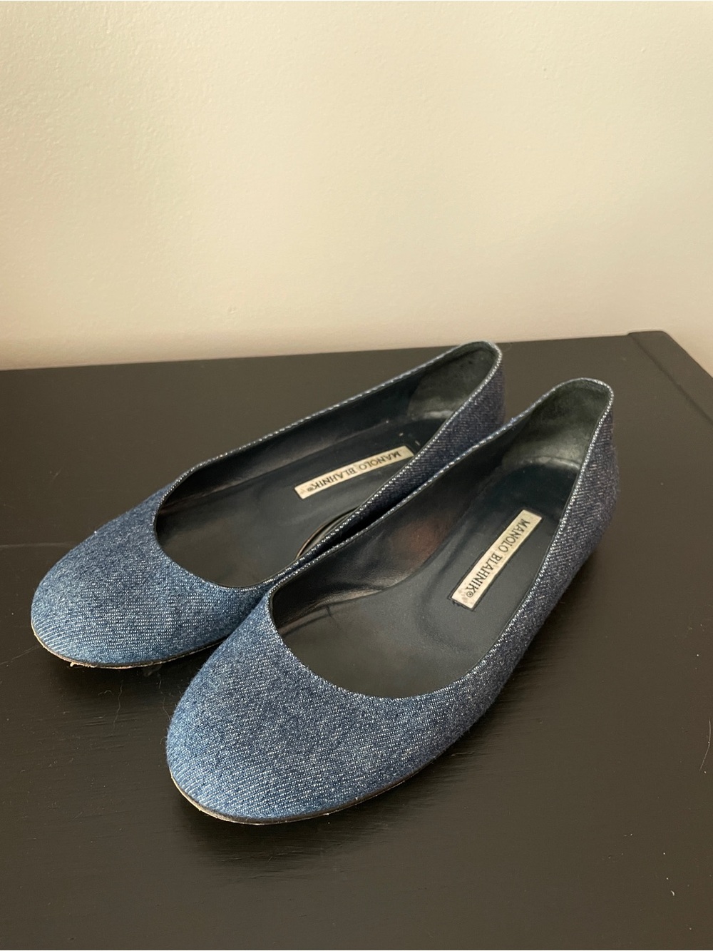 Manolo Blahnik denim flats